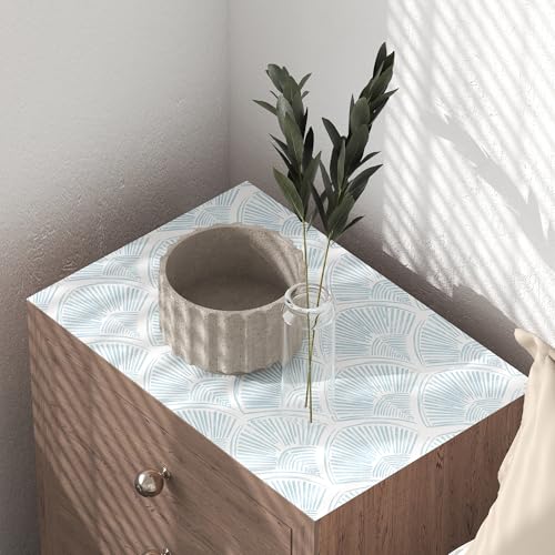 tiltil Modern Peel and Stick Wallpaper 17.3''×393'' Self Adhesive Wallpaper Blue and White Decorative Contact Paper Boho Removable Wall Paper for Bedroom Waterproof Wallpapers Bathroom Cabinets Decor Vinyl - Image 3