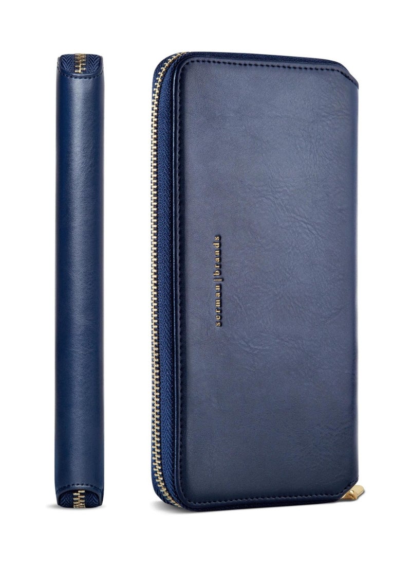 سيرمان براندز محفظة سيرمان Classic Clutch الجلدية متعددة المنافذ من Serman - لون كحلي  - Image 1