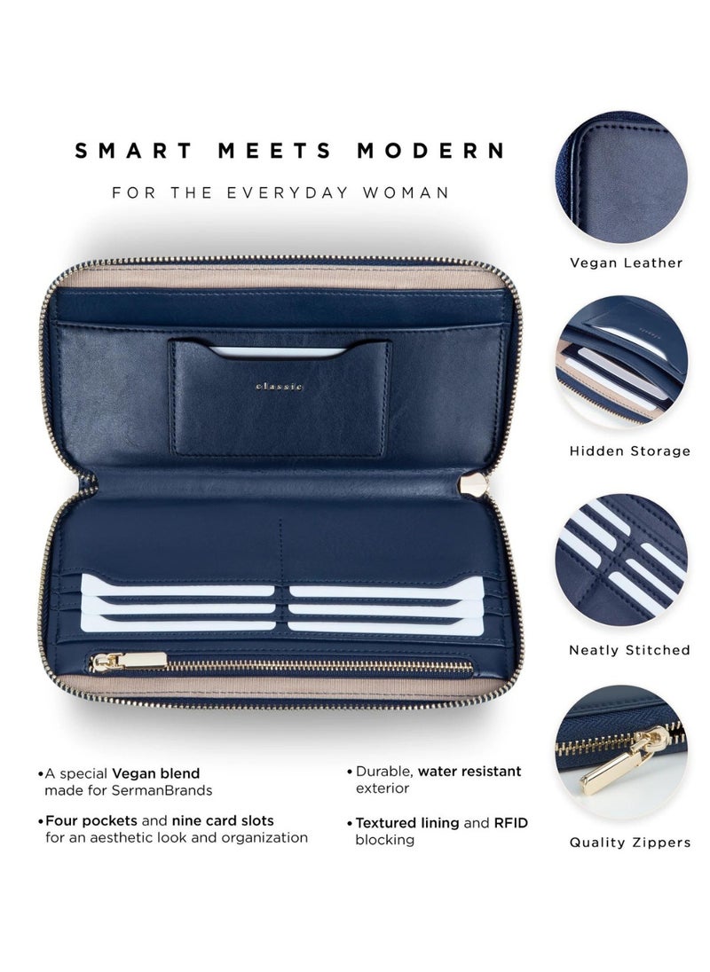 سيرمان براندز محفظة سيرمان Classic Clutch الجلدية متعددة المنافذ من Serman - لون كحلي  - Image 3