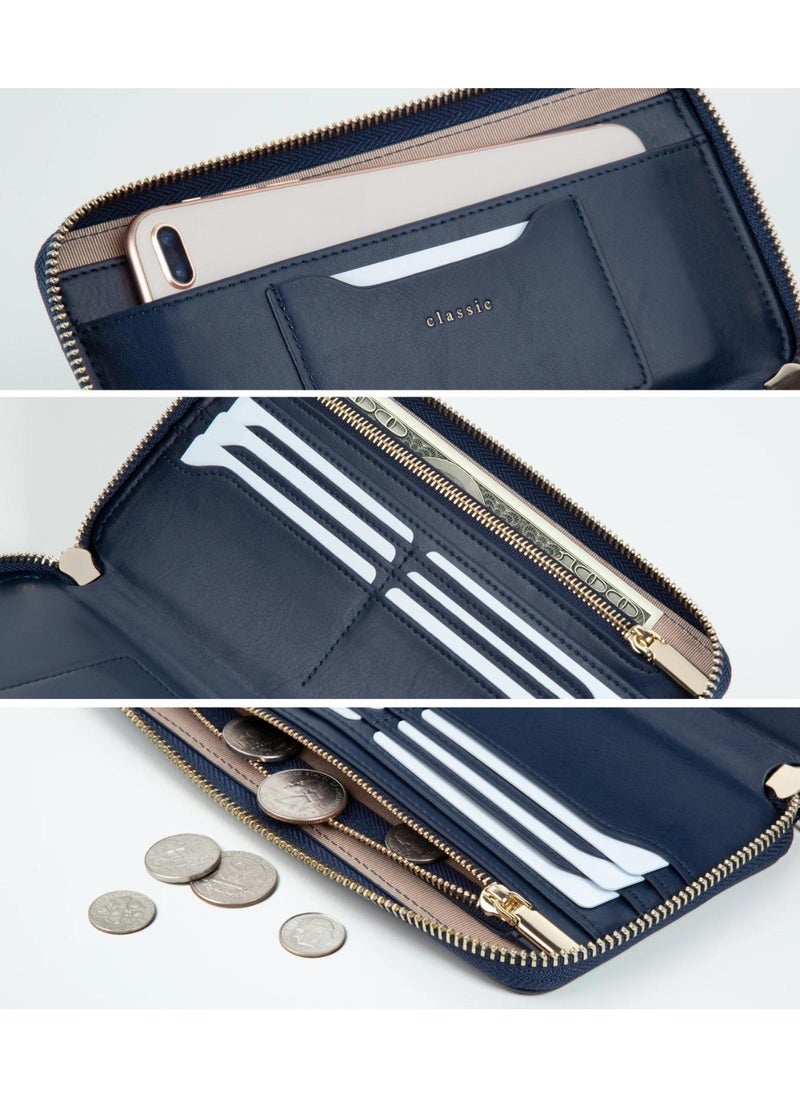 سيرمان براندز محفظة سيرمان Classic Clutch الجلدية متعددة المنافذ من Serman - لون كحلي  - Image 4