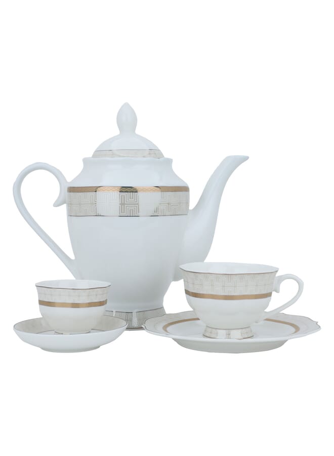 السيف غاليري طقم سفرة بورسلان دائري أبيض منقوش ذهبي 65 قطعة - Image 2