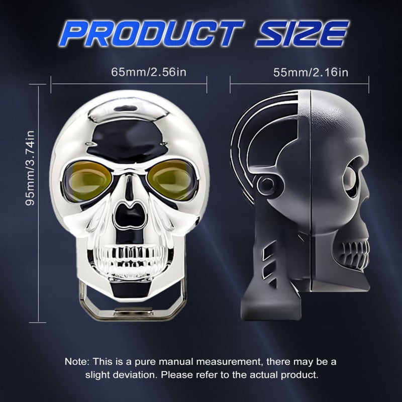Motorcycle Driving Fog Lights: 2 Black High-Intensity LED Units - Skull-shaped Heat-dissipating Shell 3-mode Auxiliary Driving Lights for Off-road Vehicles, Motorcycles, SUVs and Boats - Image 5
