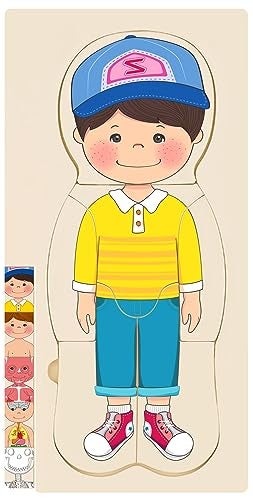 MoinKidz Wooden My Body Puzzle for Toddlers Kids Boys Montessori Anatomy Puzzle Kid Play Set Preschool Game Learning Human Body Skeleton Toys for Kids Ages 35 - Image 1