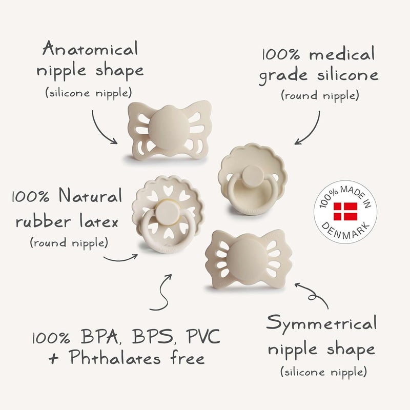 FRIGG Babys First Pacifier  Floral Heart 4Pack  Made in Denmark  BPAFree Cream 06 Months - Image 4