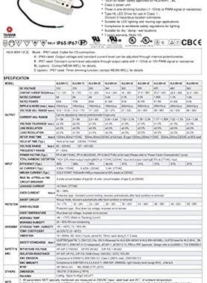 80W 48V 1.7A Single Output LED Driver Switching Power Supply B Model - Image 3