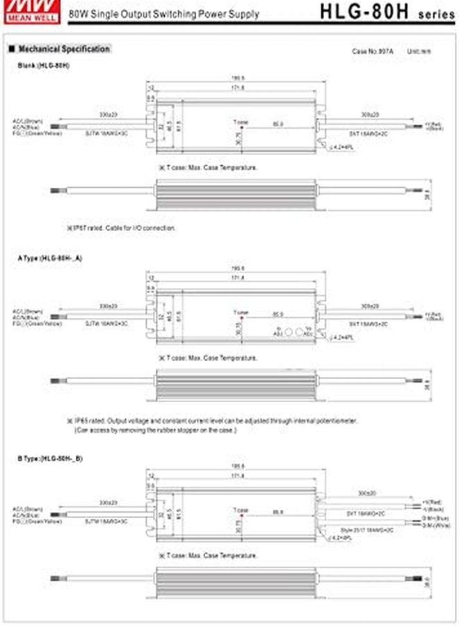80W 48V 1.7A Single Output LED Driver Switching Power Supply B Model - Image 4
