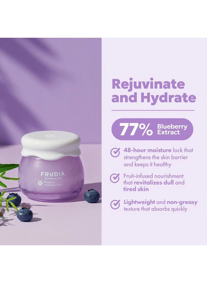 frudia كريم الوجه المرطب بالتوت الأزرق، مرطب وجه كوري نباتي مع 77% مستخلص توت أزرق، بانثينول وزيوت بذور الفاكهة للبشرة الجافة (0.35 أونصة سائلة) - Image 2