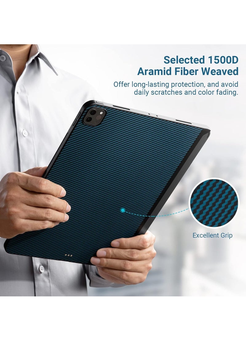 PITAKA - PITAKA iPad Pro 12.9 Case 5th Generation/6th Generation (2022/2021), Aramid Fiber 12.9 inch iPad Pro Case [MagEZ Case 2] Magic Keyboard Compatible Works with MagEZ Stand & Folio, Black/Blue - Image 1