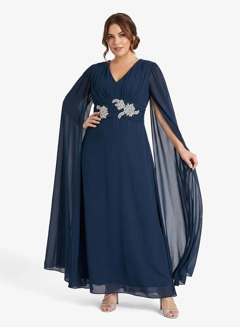 ايلا بلس فستان مقاس كبير بتصميم - وأكمام بارزة