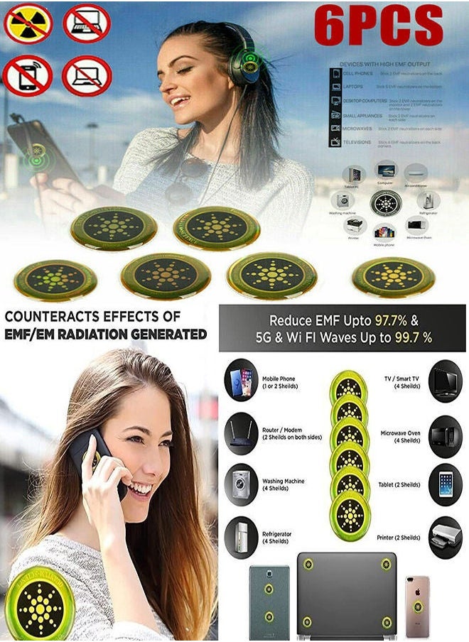 Y&D - Cell Phone 5G EMF Protection Stickers, 6Pcs Anti Radiation Shield Sticker, Neutralizers, 98% Effective Protector Smart Phones, Laptops, Tablets, TV, Monitors, All Devices (Golden) - Image 1