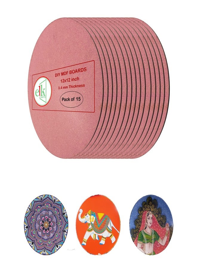 ELK MDF Art Board 3.4 mm 12 inch Round Craft Board for Resin Art, Mandala Art, Painting, Pyrography(Pack of 15) - Image 1