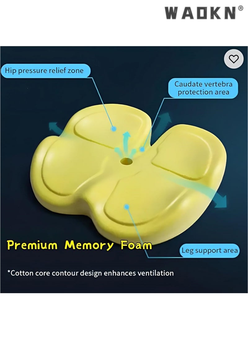 WAOKN - Seat Cushion,Memory Foam Chair Cushions,Pressure Relief Seat Cushion for Long Sitting Office Workers,Car Drivers,Chair Car Seat Cushion for Tailbone,Sciatica,Lower Back Pain Relief(Blue) - Image 1