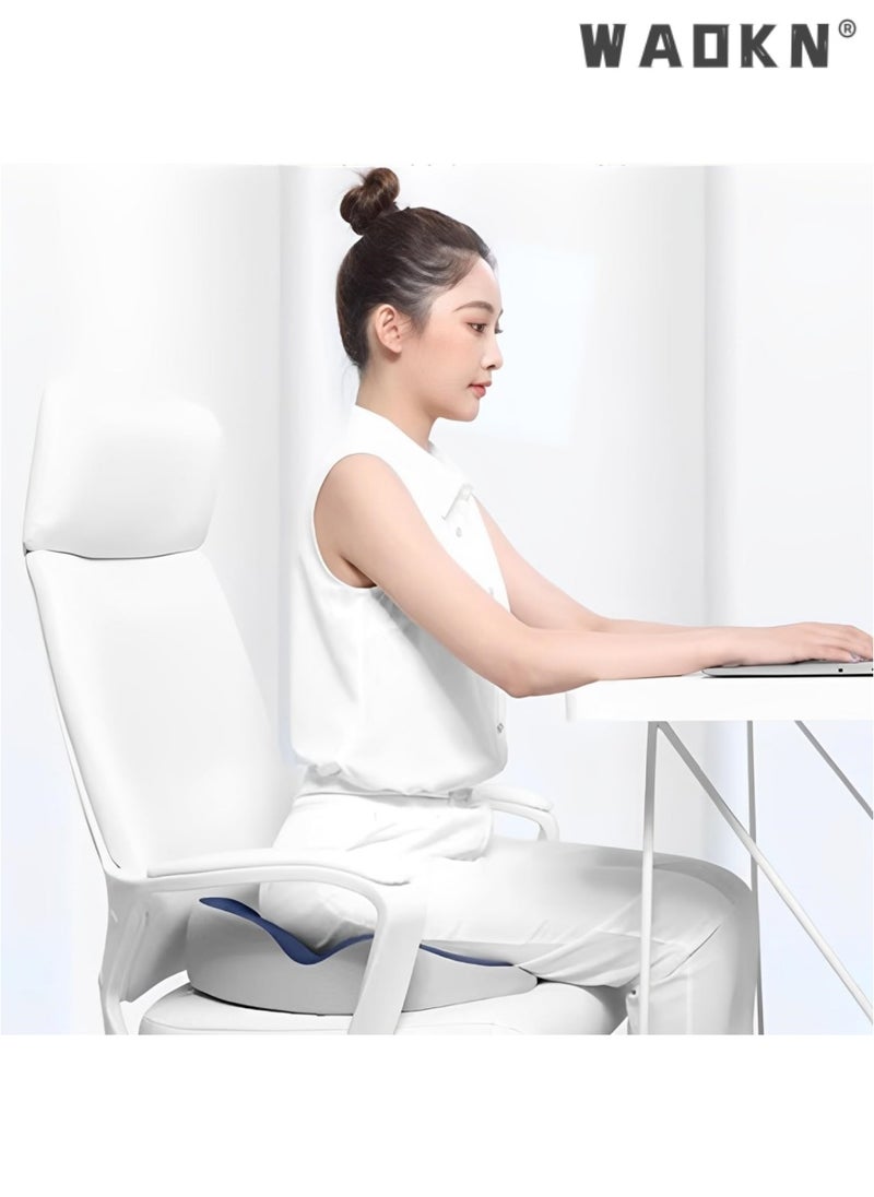 WAOKN - Seat Cushion,Memory Foam Chair Cushions,Pressure Relief Seat Cushion for Long Sitting Office Workers,Car Drivers,Chair Car Seat Cushion for Tailbone,Sciatica,Lower Back Pain Relief(Blue) - Image 1