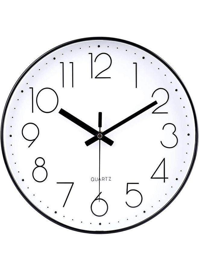 Wall Clock, Silent Non Ticking Quality Quartz Battery Operated, Round Easy to Read, Clock for Bedrrom, Living Room, Kitchen, Office, School Home Decor (30cm, Black) - Image 1