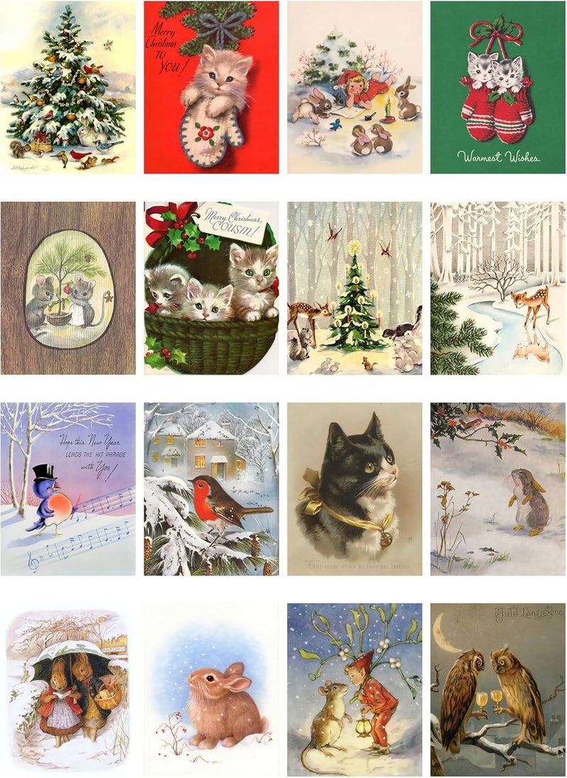 Flonz Decoupage Paper Pack (35 Sheets 6"x8") Kittens Love Christmas Vintage Styled Christmas Pictures Cards for Decoupage, Craft and Scrapbooking - Image 2
