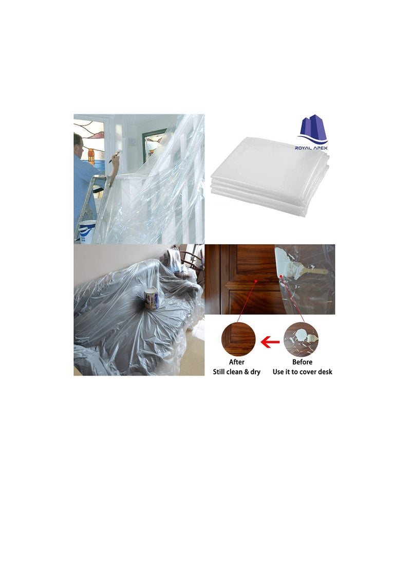 Painters Polythene Sheet Plastic Drop Cloths Sheet, Waterproof Anti-dust Furniture Cover, Disposable Tarp for Painting for Couch Cover and Furniture Cover (500G x 9 Meter)  - Image 2
