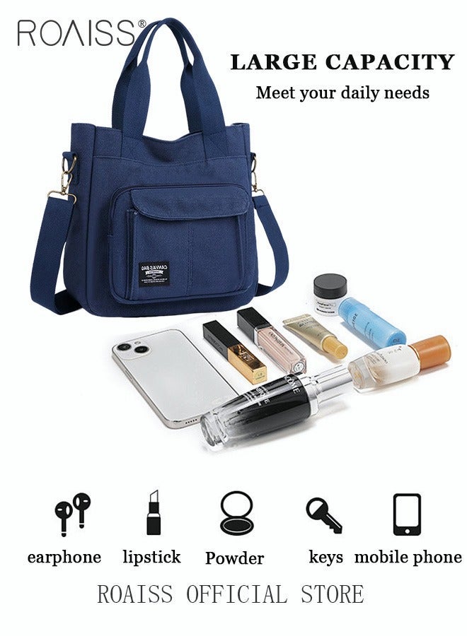 roaiss Large Capacity Shoulder Bag Durable Macaron Color Scheme Smooth Zipper Solid Color Tote Bag - Image 4