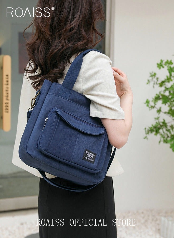 roaiss Large Capacity Shoulder Bag Durable Macaron Color Scheme Smooth Zipper Solid Color Tote Bag - Image 5
