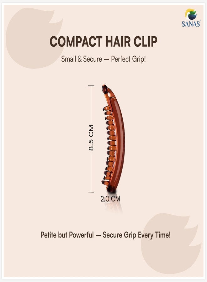 Sanas Banana Hair Clip (2Pcs) Fishtail Hair Clips For Women Fancy Korean Hair Clips French Snap Clip Fish Claws Ponytail Holder (2Pcs) (Black & Brown) - Image 2