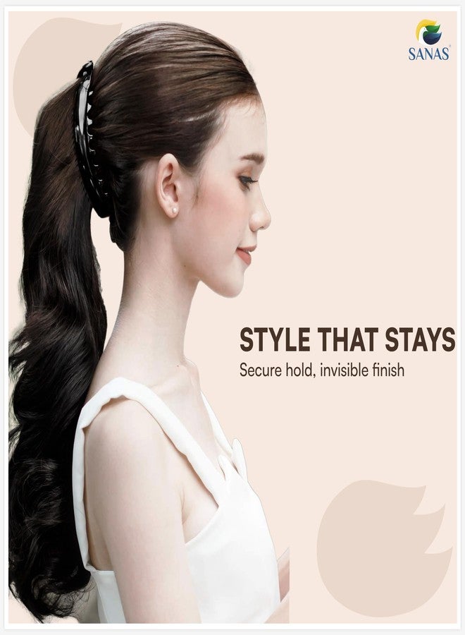 Sanas Banana Hair Clip (2Pcs) Fishtail Hair Clips For Women Fancy Korean Hair Clips French Snap Clip Fish Claws Ponytail Holder (2Pcs) (Black & Brown) - Image 5