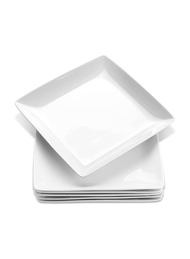 أطباق عشاء مربعة من البورسلين مقاس 27 سم طبق تقديم مربع لشرائح اللحم والمعكرونة والسلطة والوجبات الخفيفة والبيتزا والمقبلات، مجموعة من 6 قطع باللون الأبيض - Image 1
