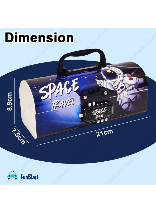 فنبلاست صندوق أقلام وأقلام رصاص للأطفال من فن بلاست - حافظة أقلام رصاص على شكل حقيبة سفر بقفل كلمة مرور، صندوق أقلام رصاص متعدد الطبقات للأطفال، الأولاد والبنات، حافظة منظم أدوات مكتبية للأطفال، هدية إرجاع للأطفال (فضاء) - Image 3