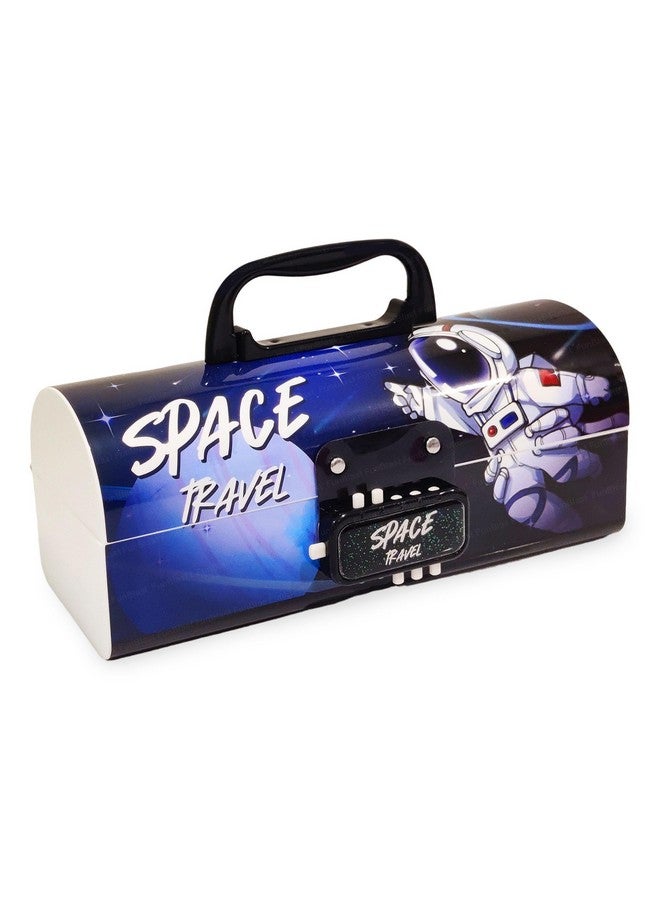 فنبلاست صندوق أقلام وأقلام رصاص للأطفال من فن بلاست - حافظة أقلام رصاص على شكل حقيبة سفر بقفل كلمة مرور، صندوق أقلام رصاص متعدد الطبقات للأطفال، الأولاد والبنات، حافظة منظم أدوات مكتبية للأطفال، هدية إرجاع للأطفال (فضاء) - Image 1