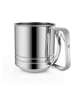 Hand Squeeze Fine Mesh Flour Sifter - Stainless Steel 5 Cup Capacity Layers Sieve Powdered Sugar Sifters