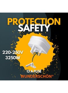 WUNDERSCHÖN European To UK Plug Adaptor, 2 to 3 Pins Plug Converter 220 250 Volts 13 A Fused, Compact Size Travel Adaptor (EU to UK, White)  - Image 2