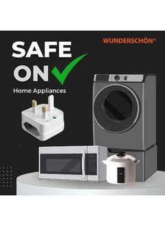 WUNDERSCHÖN European To UK Plug Adaptor, 2 to 3 Pins Plug Converter 220 250 Volts 13 A Fused, Compact Size Travel Adaptor (EU to UK, White)  - Image 4