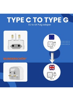 WUNDERSCHÖN European To UK Plug Adaptor, 2 to 3 Pins Plug Converter 220 250 Volts 13 A Fused, Compact Size Travel Adaptor (EU to UK, White)  - Image 3