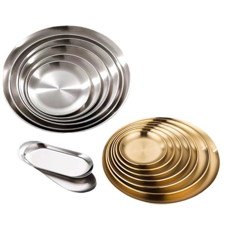 304 Korean Style Stainless Steel Plate Western Restaurant Fruit Steak Barbecue Plate Thickened Dim Sum Tray Stainless Steel Plate - Image 5