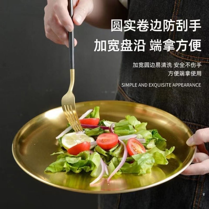 304 Korean Style Stainless Steel Plate Western Restaurant Fruit Steak Barbecue Plate Thickened Dim Sum Tray Stainless Steel Plate - Image 3