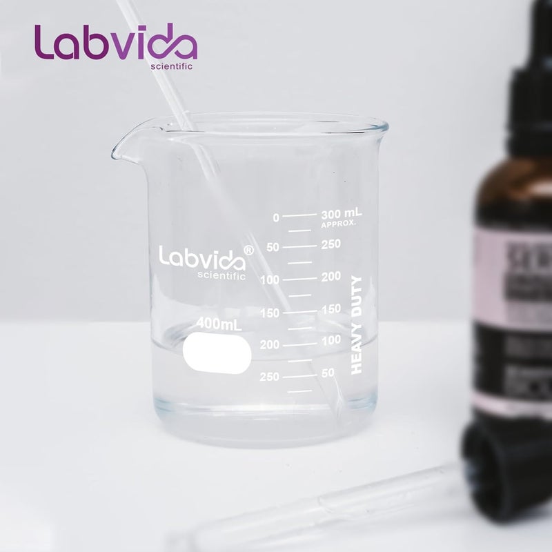 Labvida 6pcs 400ml Upgrated Thick Glass Beakers, Griffin Low Form Beaker Set with Double Scale,3.3 Boro, LVA029 - Image 4