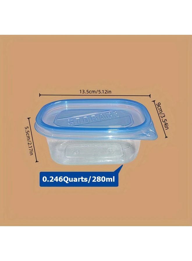 10pcs Clear Plastic Food Storage Containers With Blue Lids Stackable Kitchen Organization - Image 4