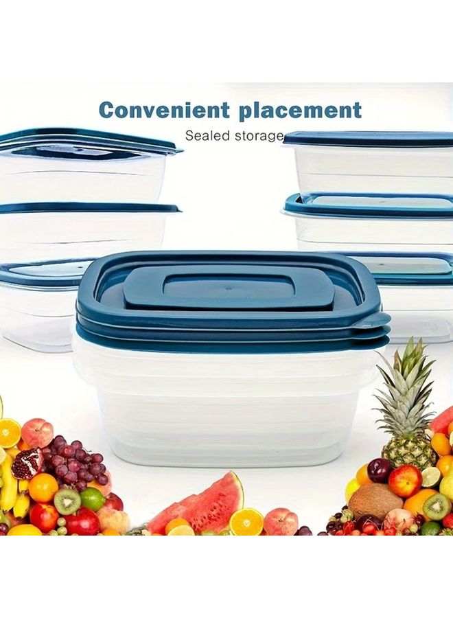 10pcs Clear Plastic Food Storage Containers With Blue Lids Stackable Kitchen Organization - Image 5