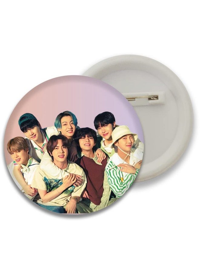 D2c D2C Plastic Premium BTS Round Pin Button Badge - Perfect for Boys, Girls, Men & Women | Trendy KPOP Batches for Bags, Backpacks | Ideal Birthday Gift | Size 58mm Multicolor (0+Years) Pack of 5 D5  - Image 5