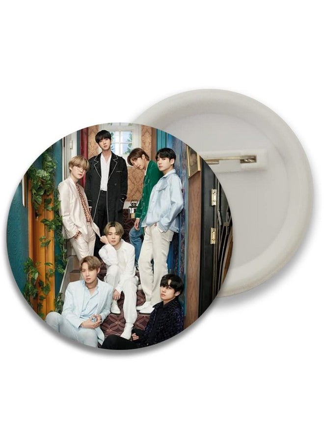 D2c D2C Plastic Premium BTS Round Pin Button Badge - Perfect for Boys, Girls, Men & Women | Trendy KPOP Batches for Bags, Backpacks | Ideal Birthday Gift | Size 58mm Multicolor (0+Years) Pack of 5 D5  - Image 3