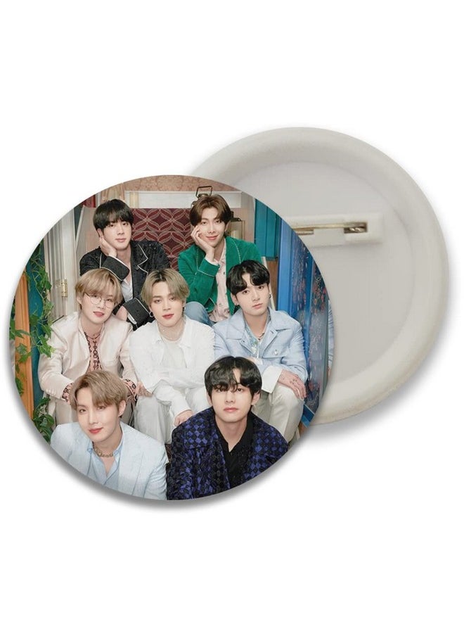 D2c D2C Plastic Premium BTS Round Pin Button Badge - Perfect for Boys, Girls, Men & Women | Trendy KPOP Batches for Bags, Backpacks | Ideal Birthday Gift | Size 58mm Multicolor (0+Years) Pack of 5 D5  - Image 4