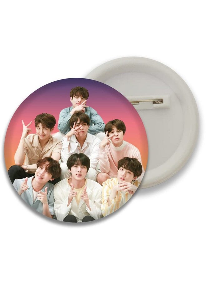 D2c D2C Plastic Premium BTS Round Pin Button Badge - Perfect for Boys, Girls, Men & Women | Trendy KPOP Batches for Bags, Backpacks | Ideal Birthday Gift | Size 58mm Multicolor (0+Years) Pack of 5 D5  - Image 2
