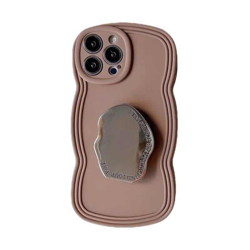 غطاء واقي بسيليكون لـ iPhone 16 / 16 Plus / 16 Pro / 16 Pro Max مع حماية من السقوط وملمس غير لامع مع مقاوم للصدمات مع ملمس سيليكون سائل مع حامل مرآة باللون Brown Gradient مع مرآة. - Image 5