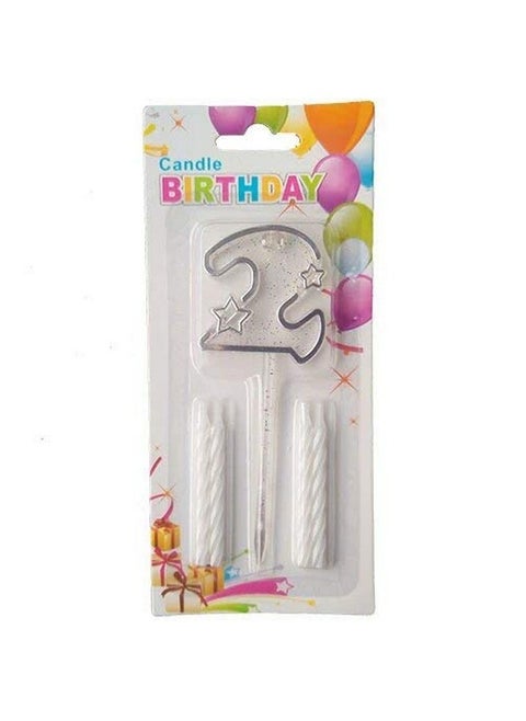 Funcart Multicolor Transparent Number 2 Cake Topper Candle(4 Candle and 1 Topper)