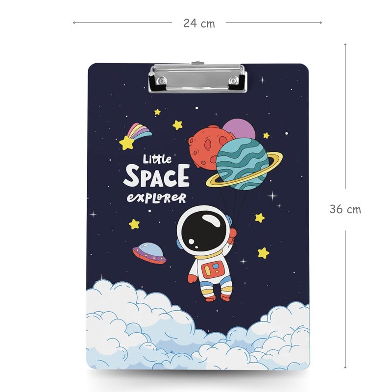 Articious Clipboard Drawing, Writing, Exam Board with Clip (Size - 24x36 cm) Sturdy, Lightweight for Office, School, College - Space Explorer - Image 2