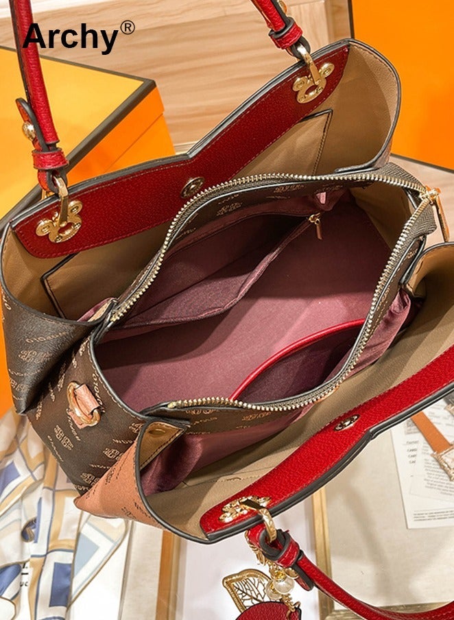 Archy Classic Vintage Textured Handbag for Women Pendant Decor Trendy Large Capacity Shoulder Bag - Image 4