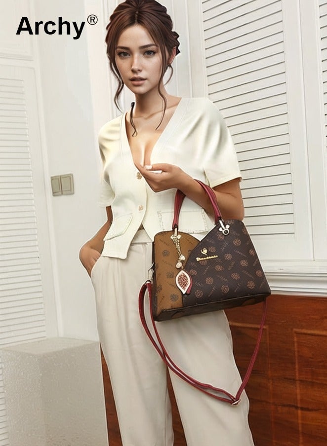 Archy Classic Vintage Textured Handbag for Women Pendant Decor Trendy Large Capacity Shoulder Bag - Image 3