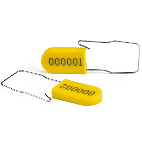 LeadSeals 100PCS Plastic Padlock Security Seals Metal Wire Padlocks Electric Meter Seal Disposable Anti-Tamper Lock Numbered Anti Tamper Tag Hasps Yellow - Image 2