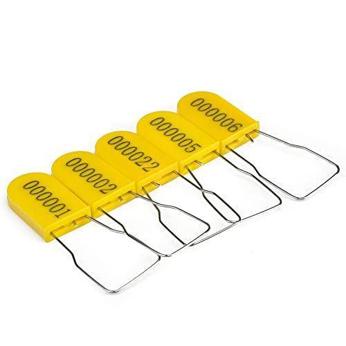 LeadSeals 100PCS Plastic Padlock Security Seals Metal Wire Padlocks Electric Meter Seal Disposable Anti-Tamper Lock Numbered Anti Tamper Tag Hasps Yellow - Image 5