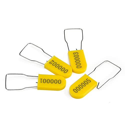LeadSeals 100PCS Plastic Padlock Security Seals Metal Wire Padlocks Electric Meter Seal Disposable Anti-Tamper Lock Numbered Anti Tamper Tag Hasps Yellow - Image 1