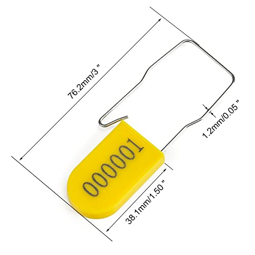 LeadSeals 100PCS Plastic Padlock Security Seals Metal Wire Padlocks Electric Meter Seal Disposable Anti-Tamper Lock Numbered Anti Tamper Tag Hasps Yellow - Image 3