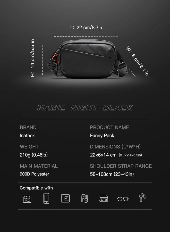Inateck Sling Bag X-Mini, Durable Fanny Pack with RFID Blocking, Water-resistant Belt Waist Bag with Quick-adjust Strap, Stylish Waist Pack for Men, Women, Travel, Hiking, Cycling, Work, Sports, - Image 2